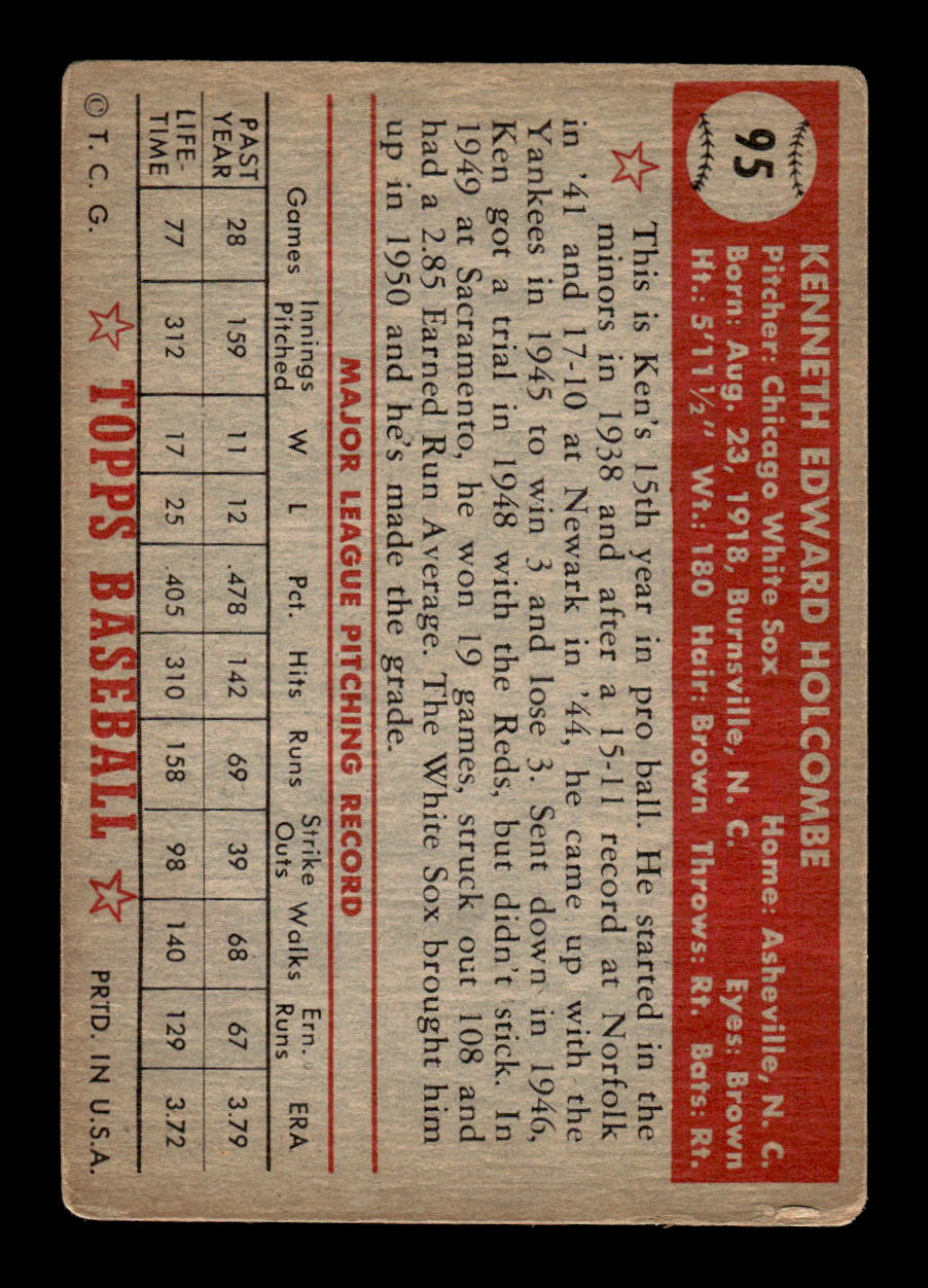 1952 Topps #95 Ken Holcombe Very Good HOF-10001722