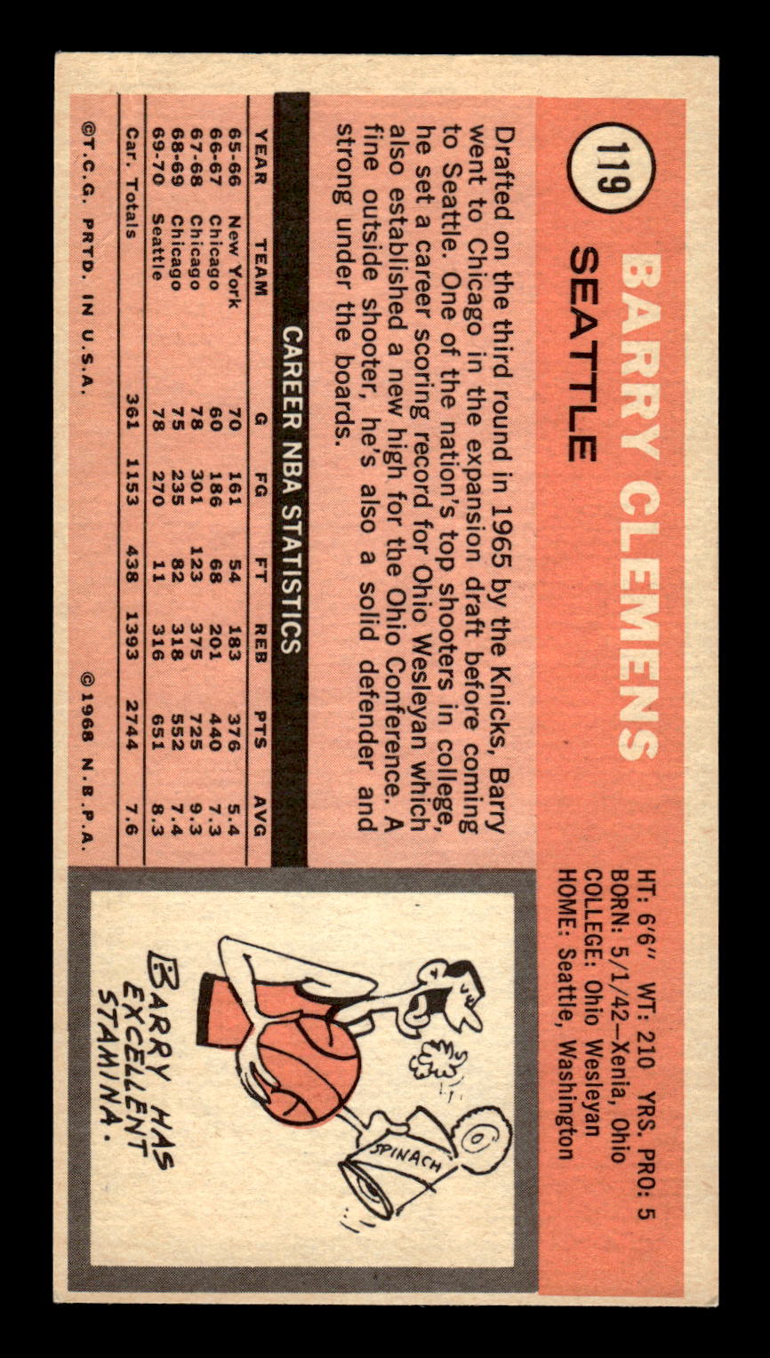 1970-71 Topps #119 Barry Clemens Excellent HOF-10001852