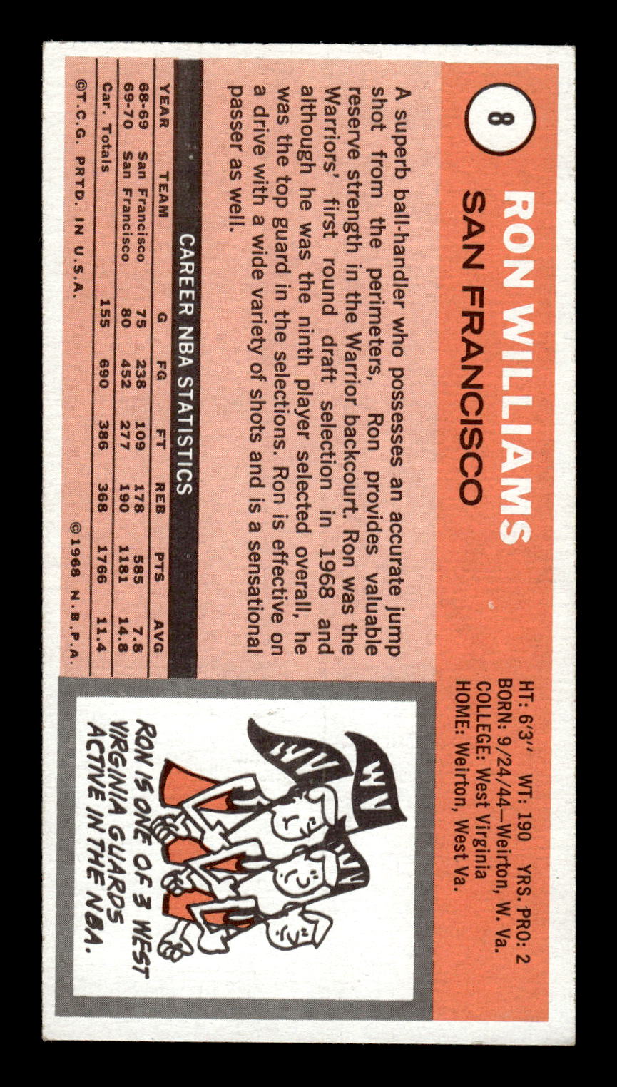 1970-71 Topps #8 Ron Williams Excellent HOF-10001902