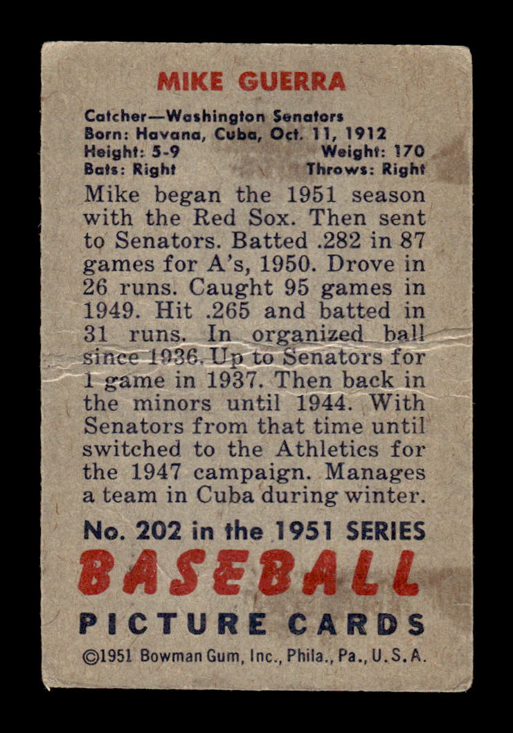 1951 Bowman #202 Mike Guerra Poor HOF-10002011