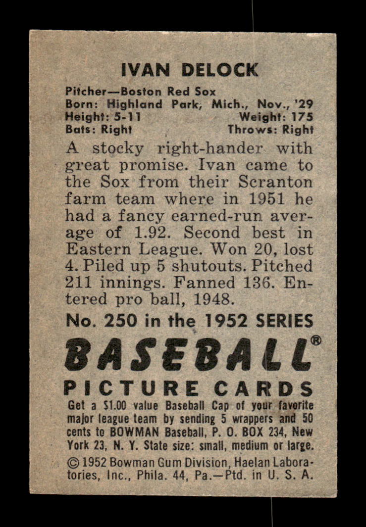 1952 Bowman #250 Ivan Delock Very Good HOF-10002110
