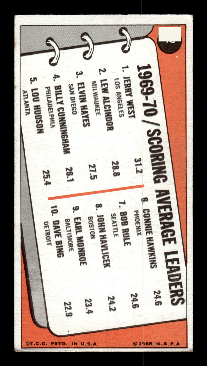 1970-71 Topps #2 Scoring Average Leaders West Alcindor Hayes SP Ex HOF-10002120