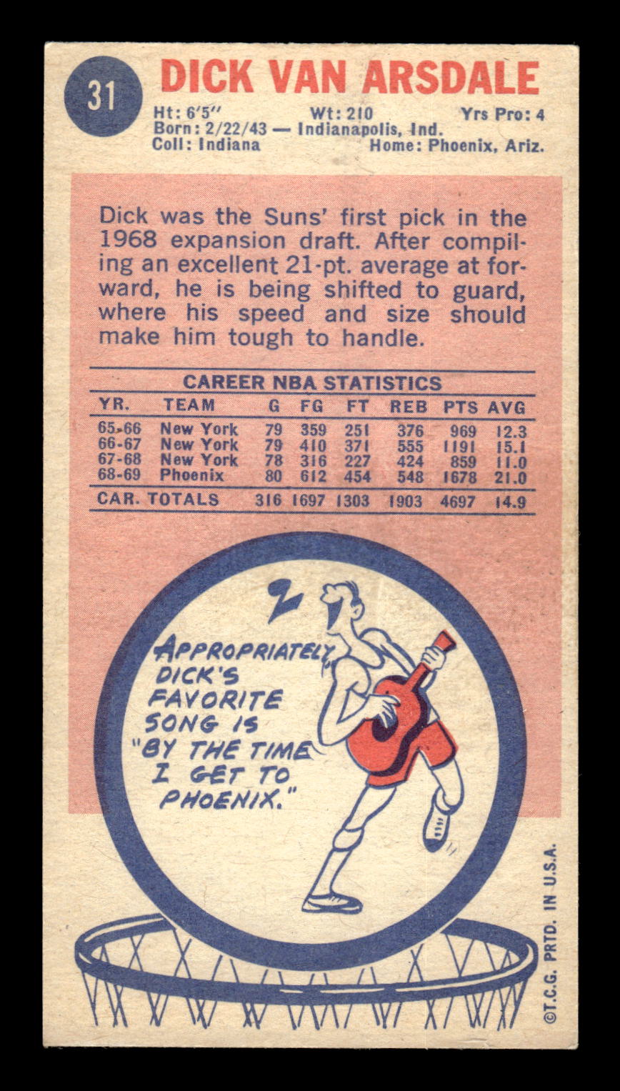 1969-70 Topps #31 Dick Van Arsdale Excellent HOF-10002136