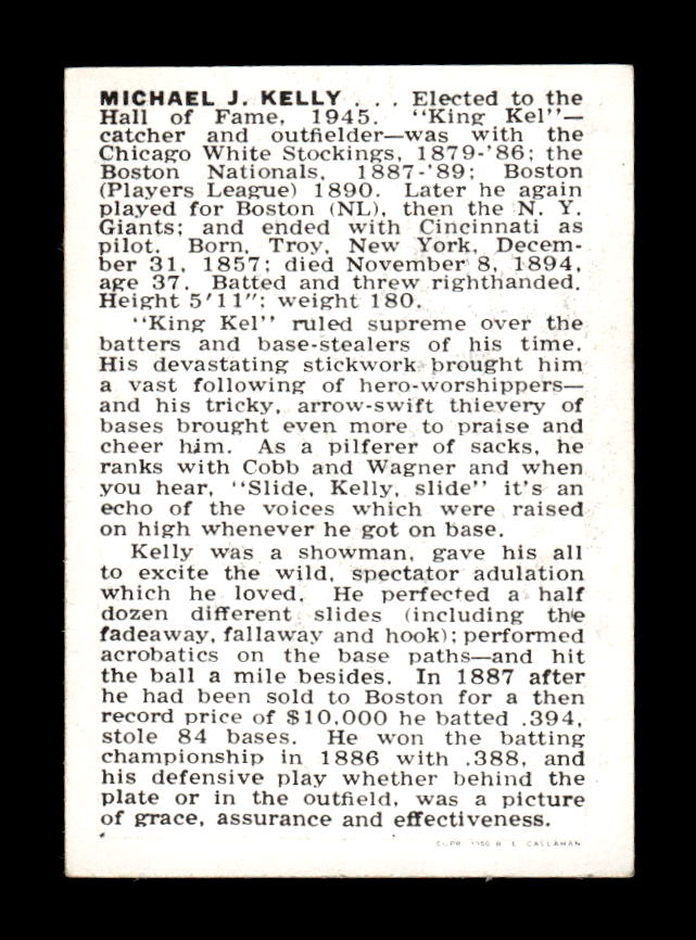 1950-56 Callahan Hall of Fame #NNO Mike Kelly Excellent HOF-10002143