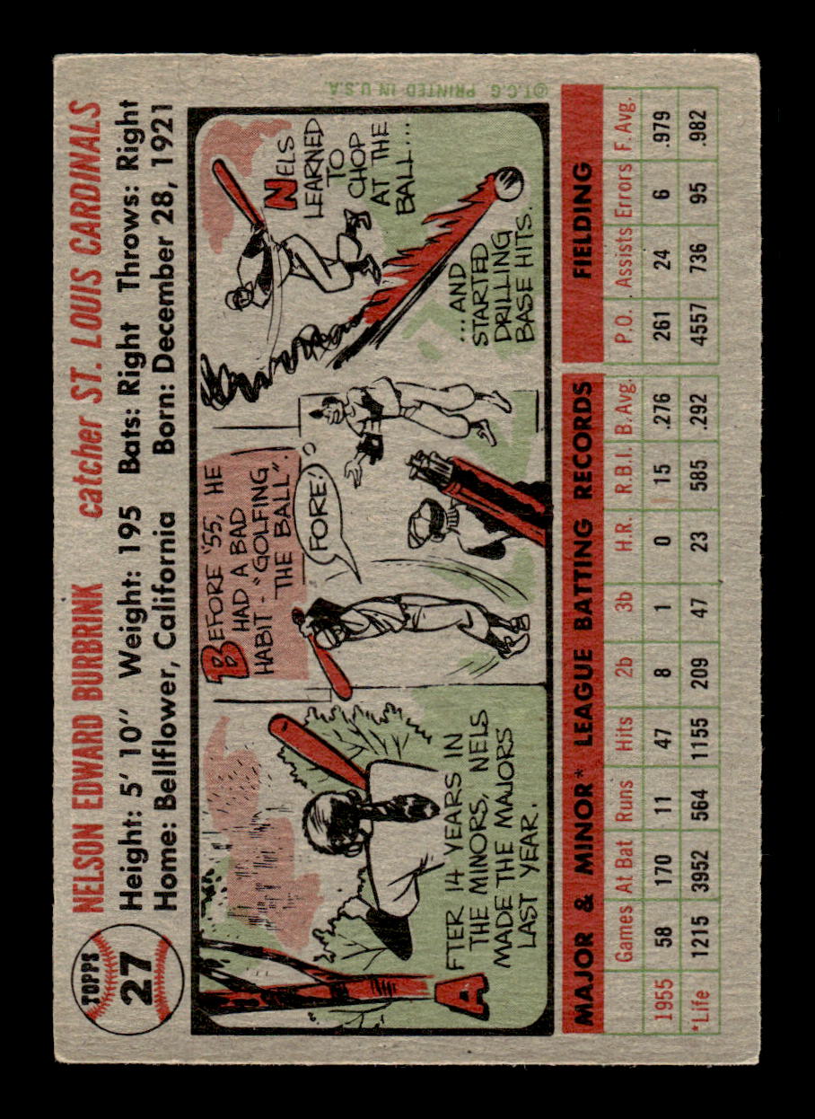 1956 Topps #27 Nelson Burbrink Very Good HOF-10002187