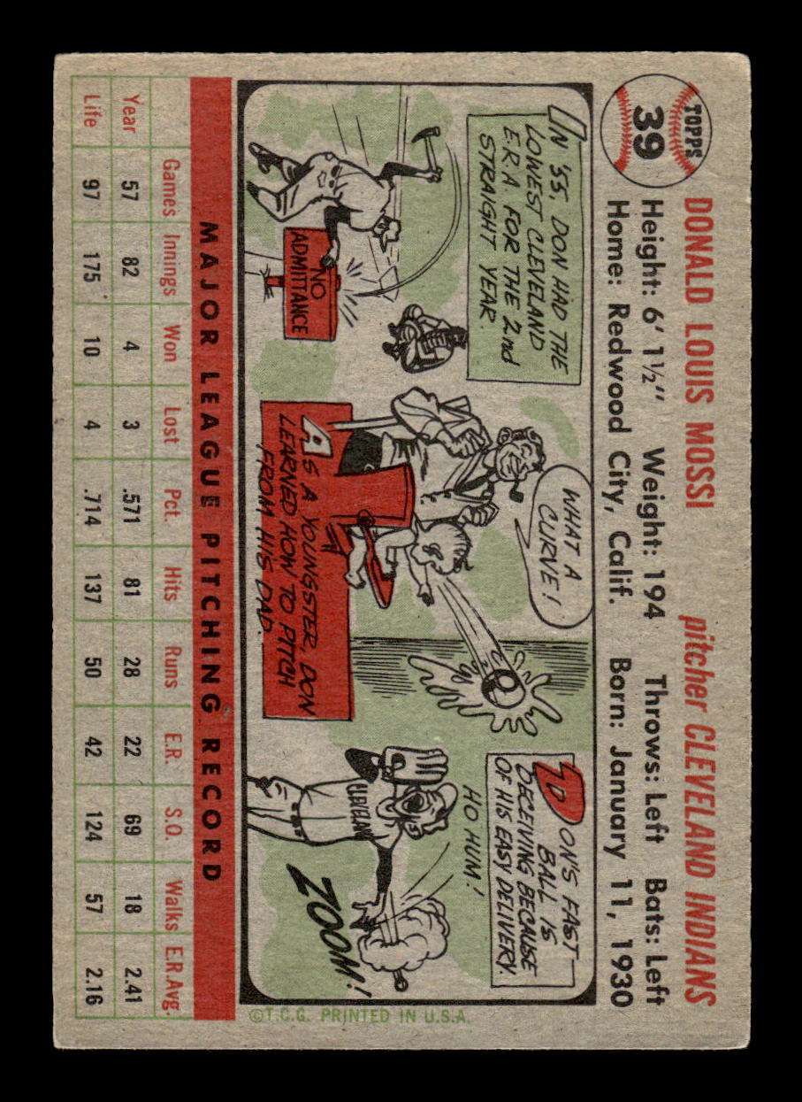 1956 Topps #39 Don Mossi Very Good HOF-10002195