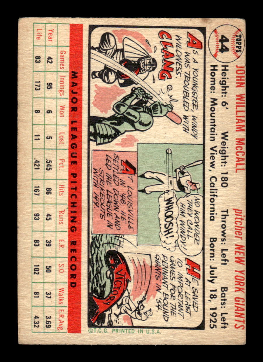 1956 Topps #44 Windy McCall Very Good HOF-10002199