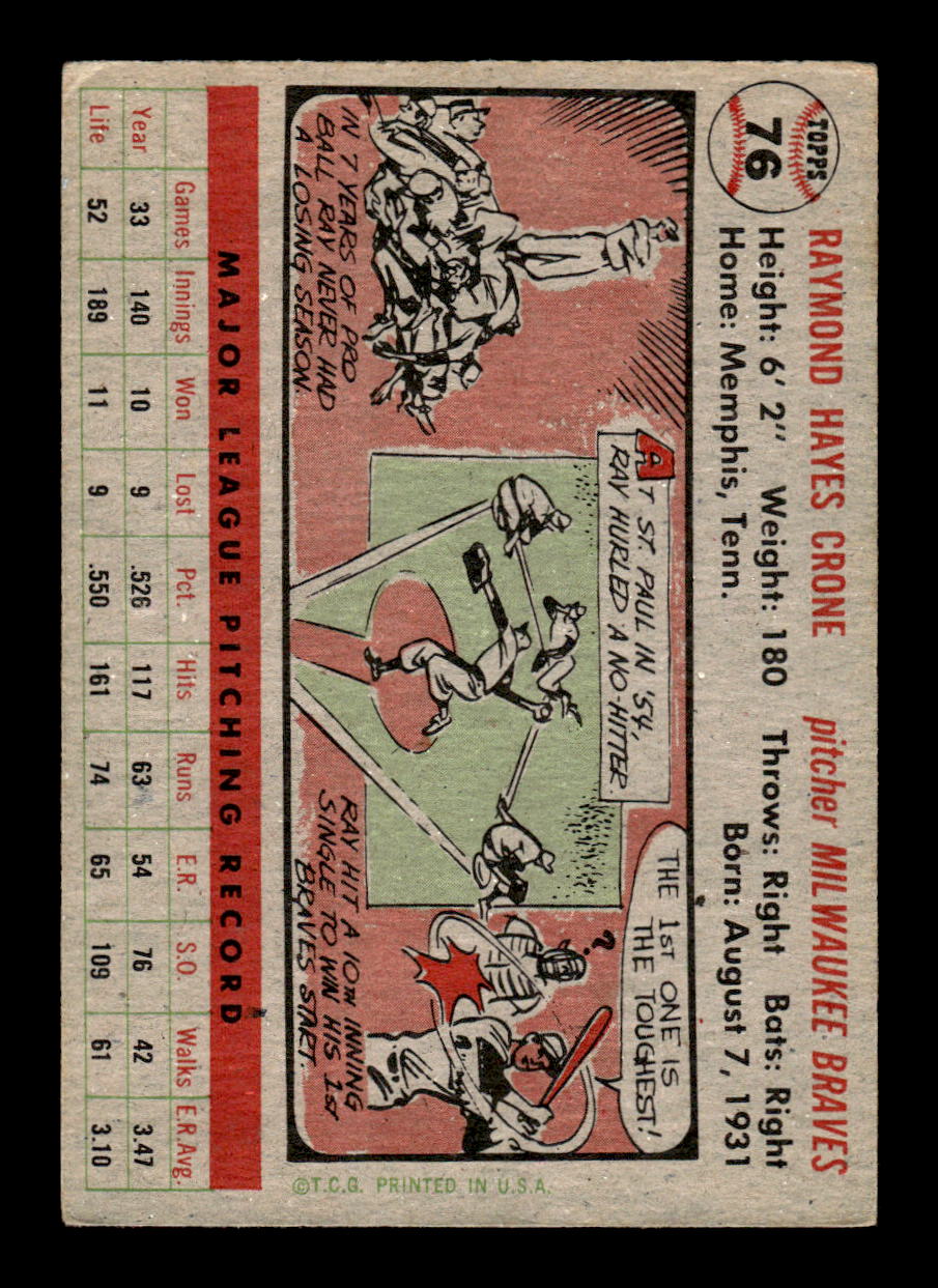 1956 Topps #76 Ray Crone Very Good HOF-10002224