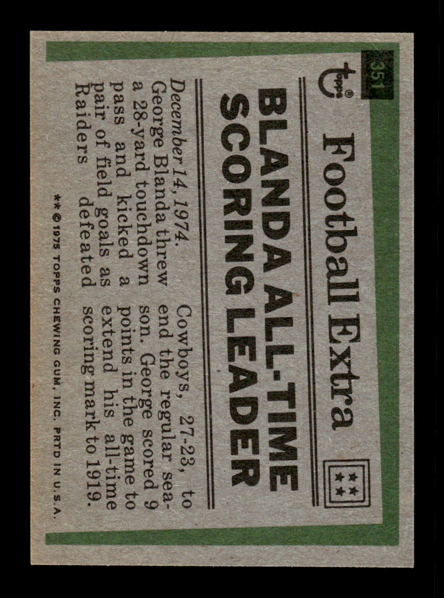 1975 Topps #351 George Blanda Excellent HOF-10002251