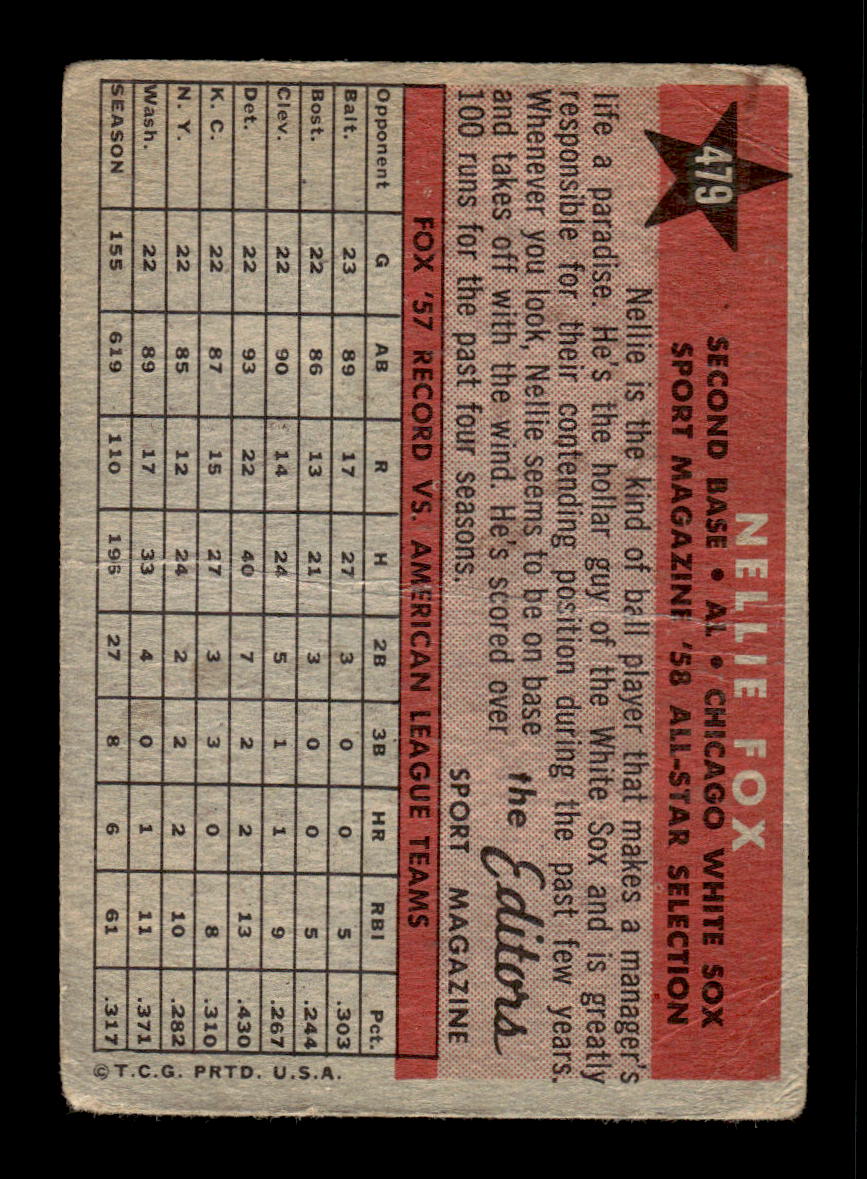 1958 Topps #479 Nellie Fox Poor HOF-10002260