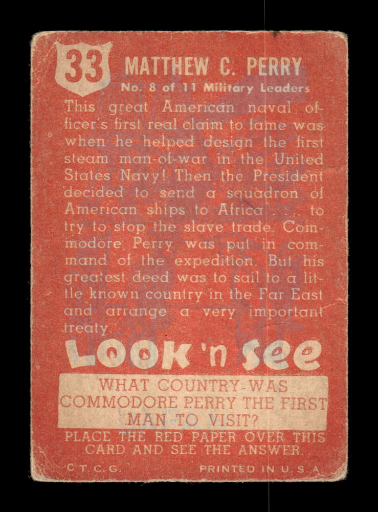 1952 Topps Look 'n See (R714-16) #33 Oliver H. Perry Very good HOF-10002322