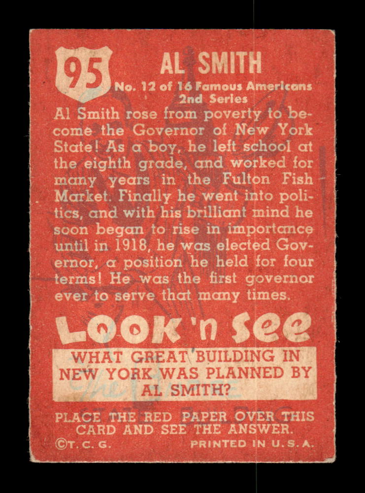 1952 Topps Look 'n See (R714-16) #95 Alfred E. Smith Excellent HOF-10002326