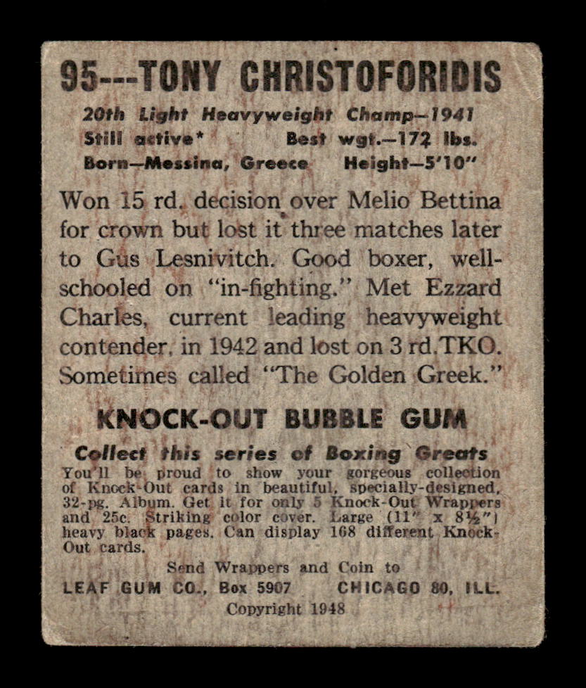 1948 Leaf #95 Tony Christoforidis Excellent HOF-10002356