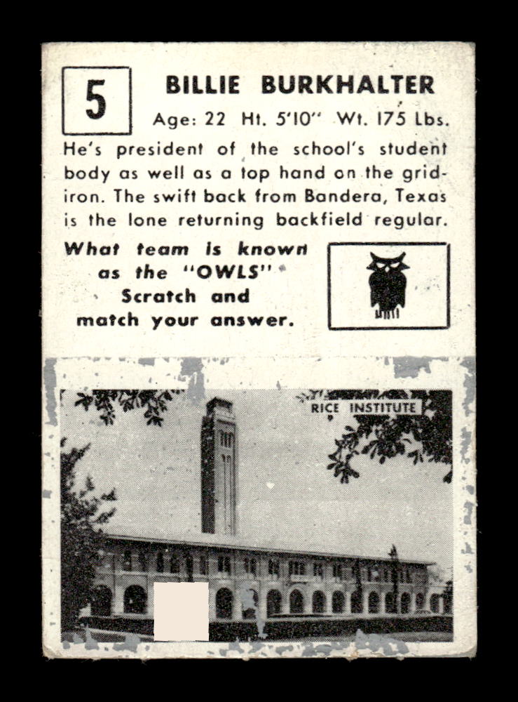 1951 Topps Magic #5 Bill Burkhalter Poor HOF-10002399