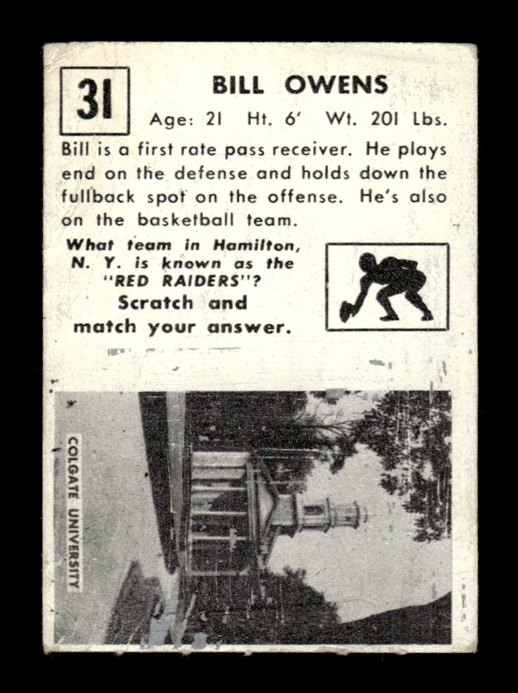 1951 Topps Magic #31 Bill Owens Very Good HOF-10002410