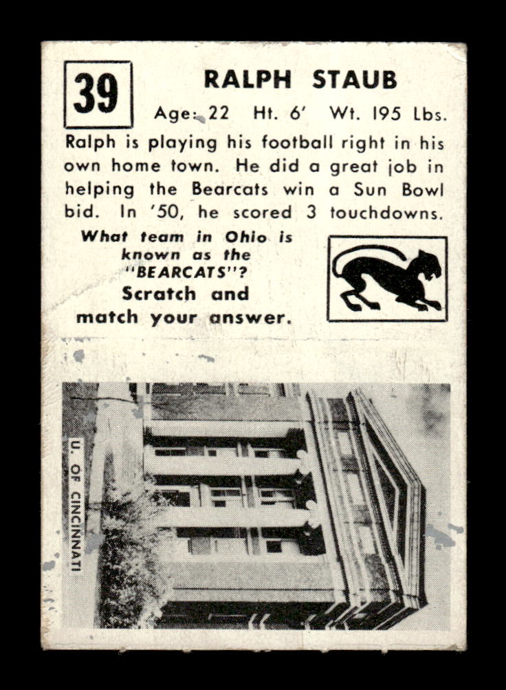 1951 Topps Magic #39 Ralph Staub Very Good HOF-10002414