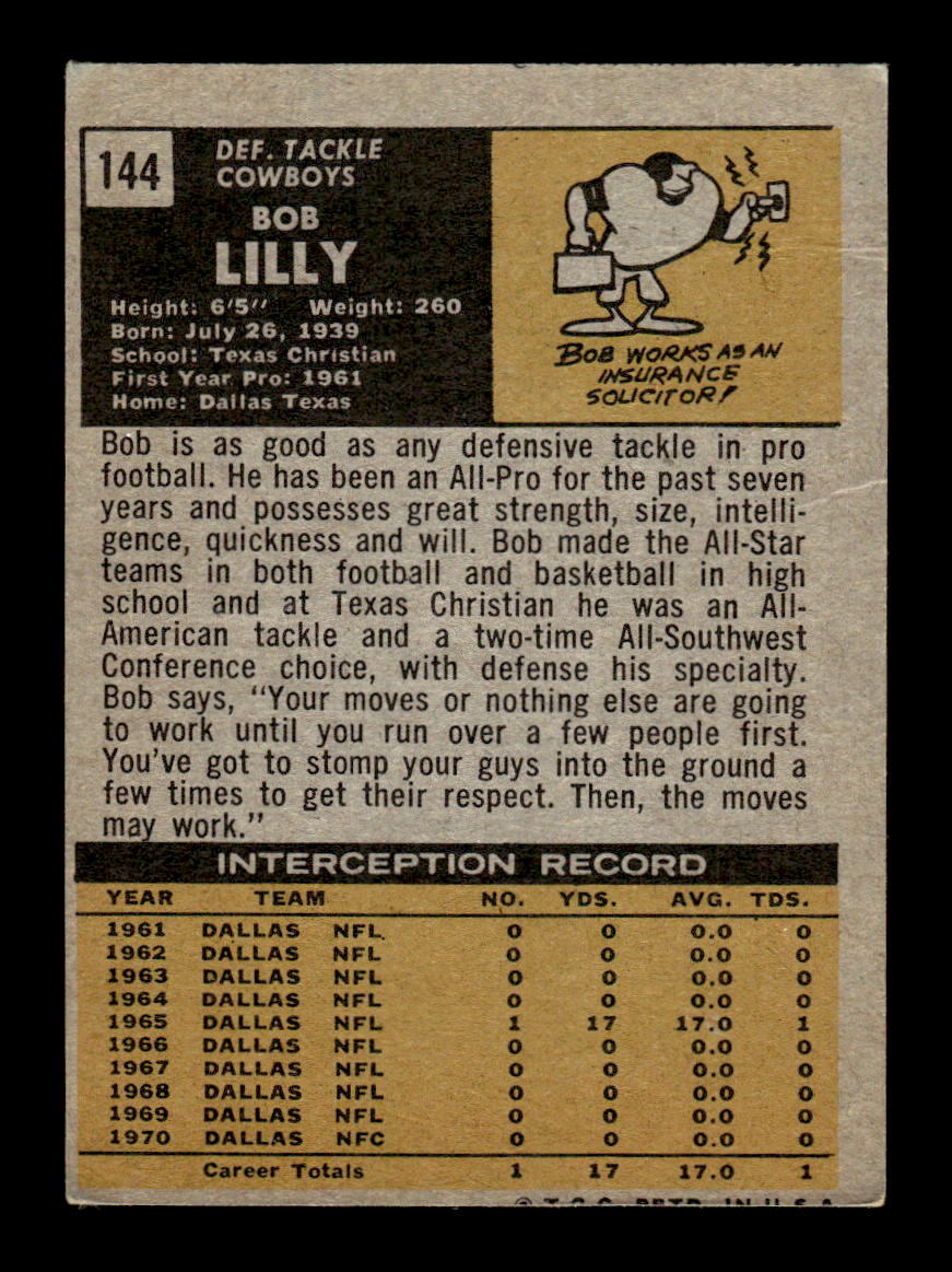 1971 Topps #144 Bob Lilly Very Good HOF-10002520
