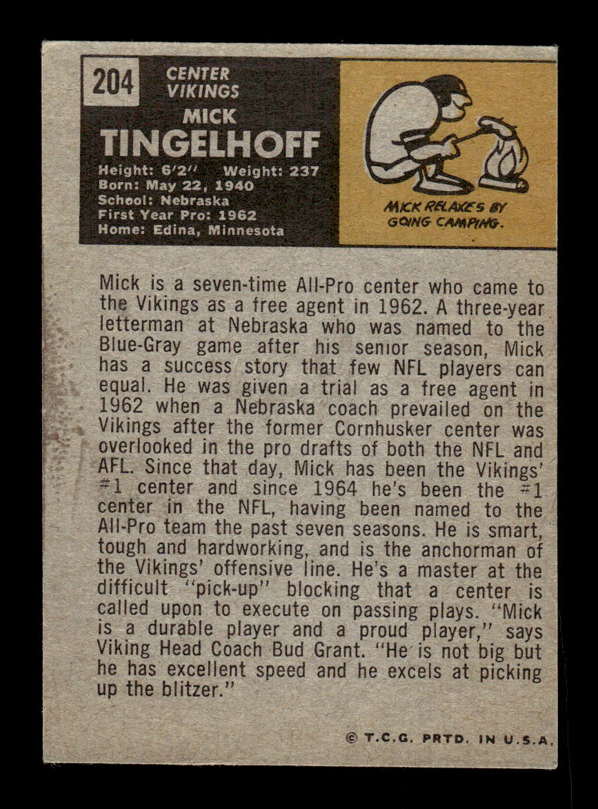 1971 Topps #204 Mick Tingelhoff Very Good HOF-10002534
