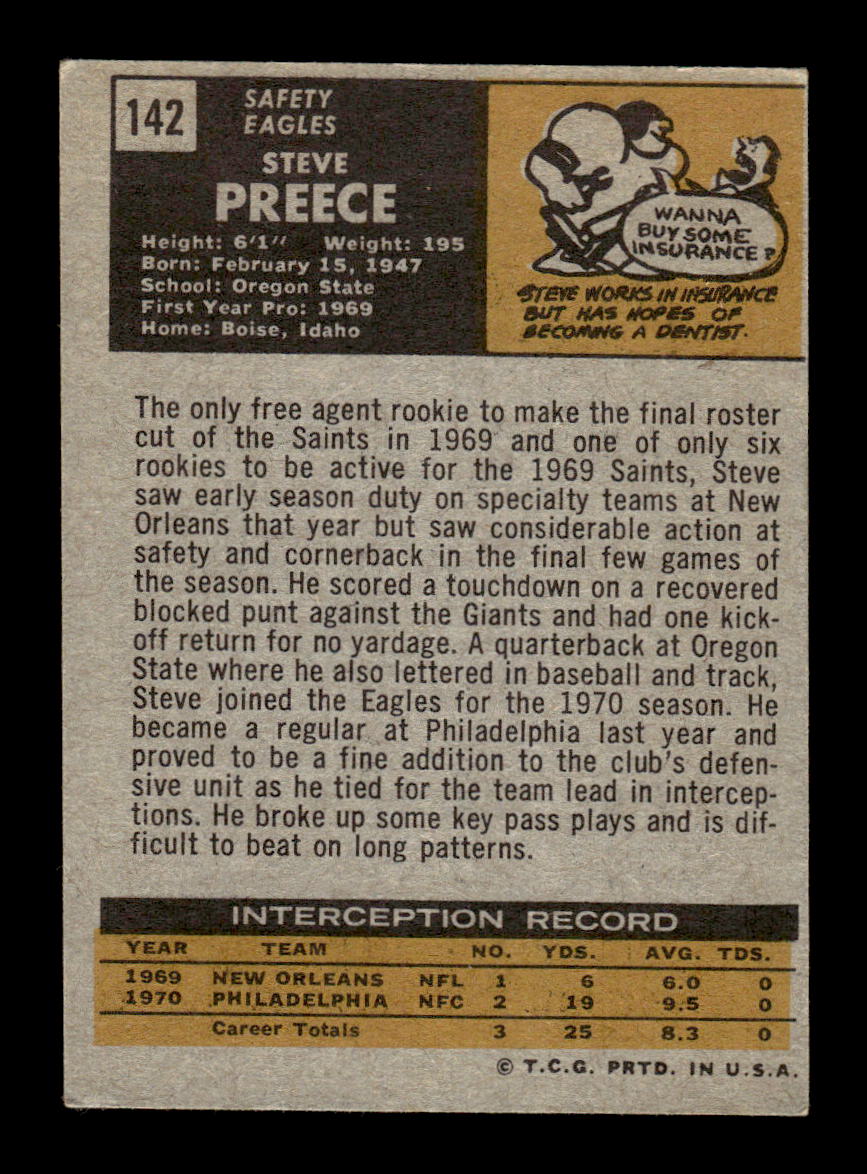 1971 Topps #142 Steve Preece Very Good HOF-10002559