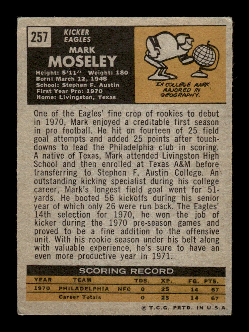 1971 Topps #257 Mark Moseley Very Good HOF-10002568