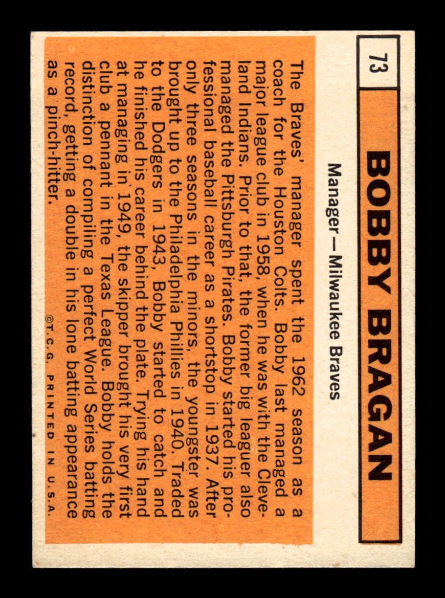 1963 Topps #73 Bobby Bragan Excellent HOF-10002749