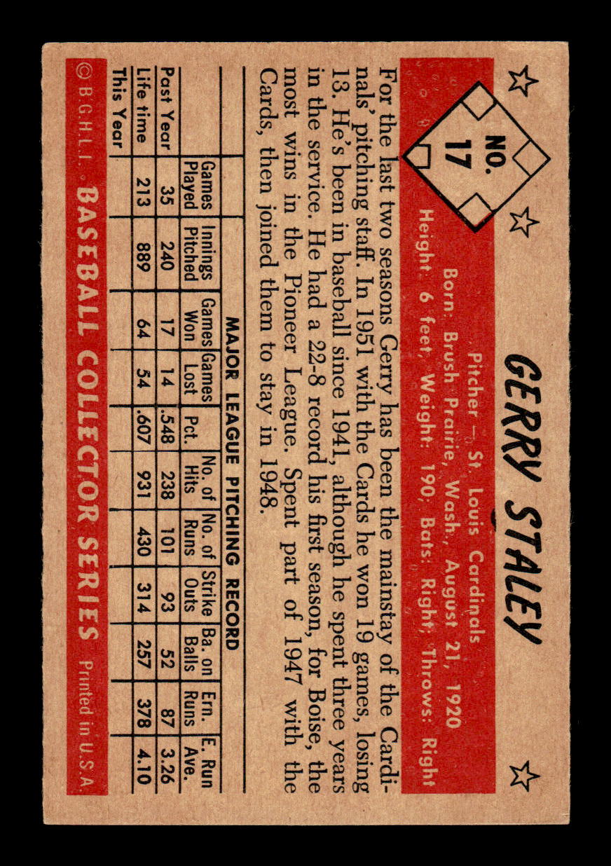1953 Bowman Color #17 Jerry Staley Excellent HOF-10002864