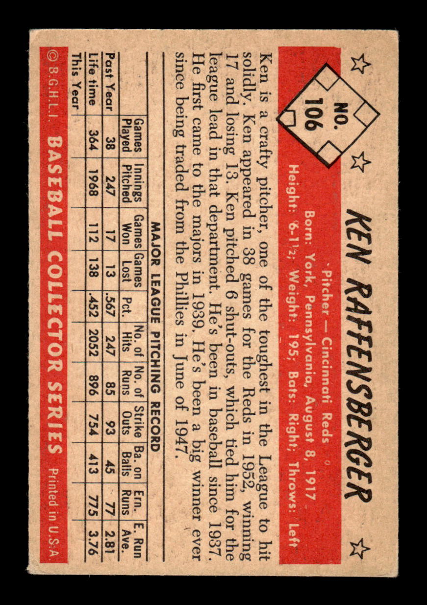 1953 Bowman Color #106 Ken Raffensberger Excellent HOF-10002872