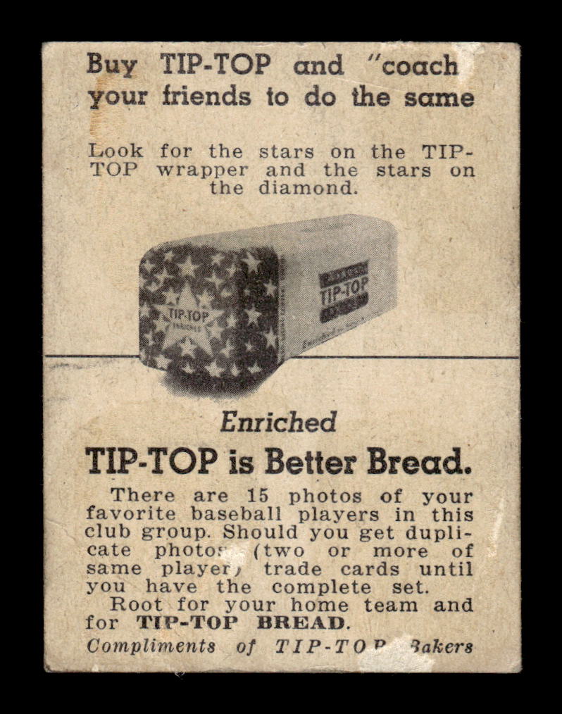 1947 Tip Top (D323) #NNO Frank "Stub" Overmire Poor HOF-10002883