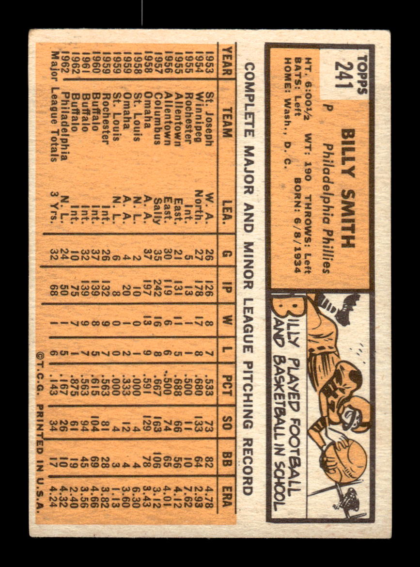 1963 Topps #241 Billy Smith Excellent HOF-10003027