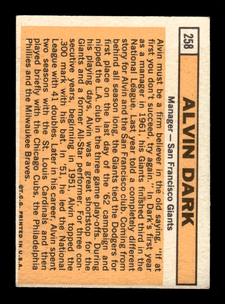 1963 Topps #258 Alvin Dark Excellent HOF-10003039
