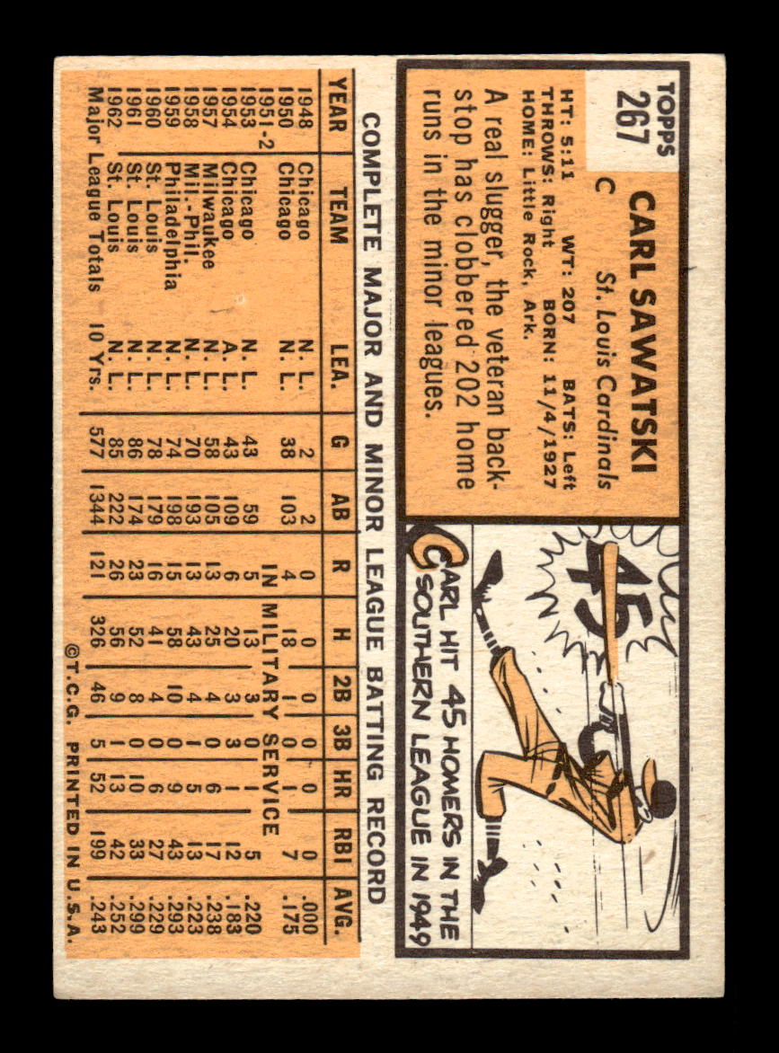1963 Topps #267 Carl Sawatski Excellent HOF-10003048