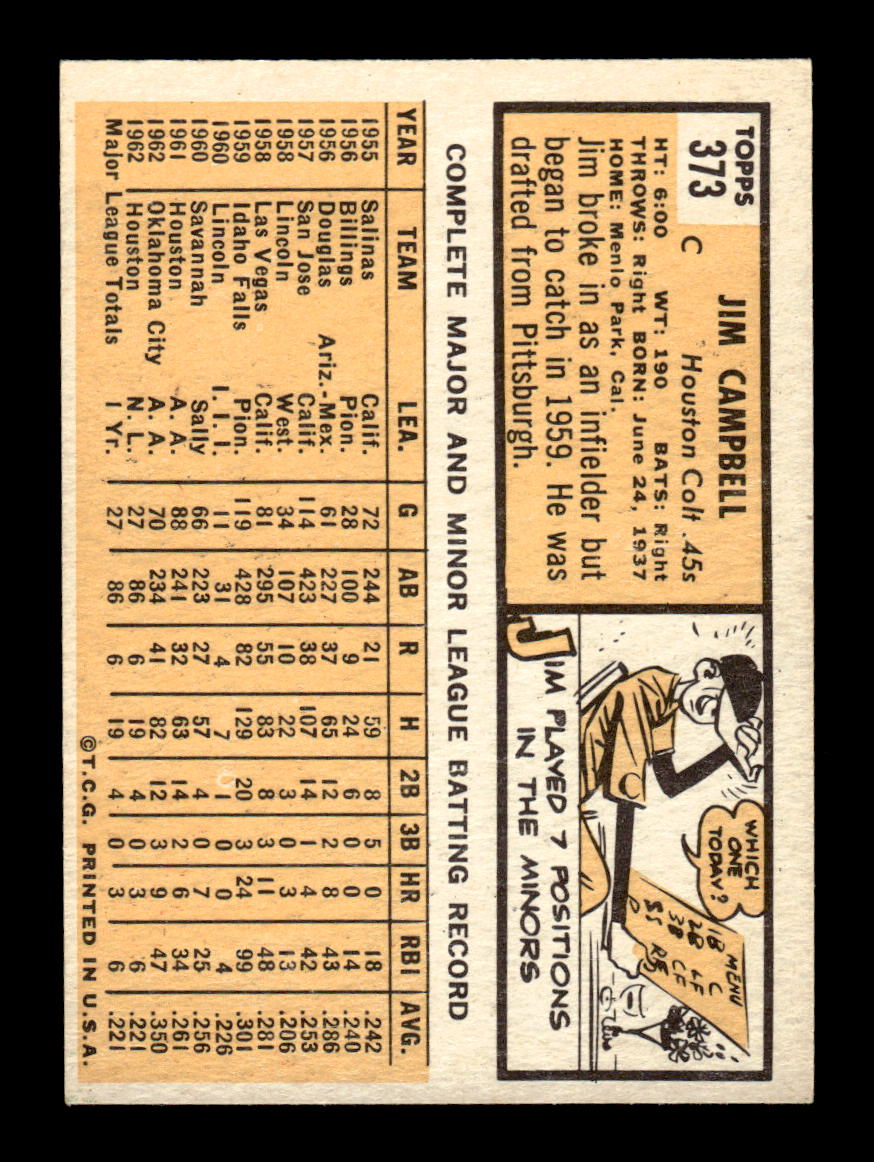 1963 Topps #373 Jim Campbell Excellent HOF-10003134