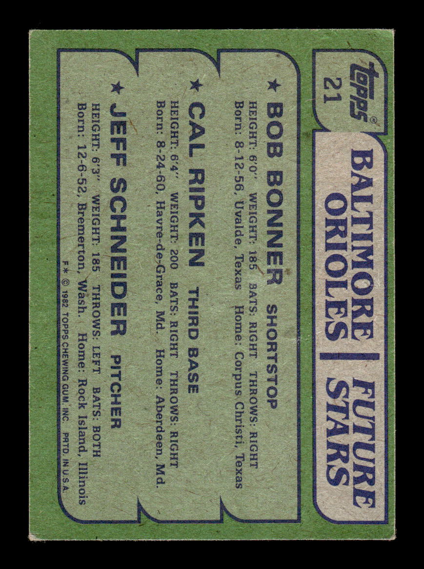 1982 Topps #21 Orioles Future Stars Cal Ripken RC Very Good HOF-10003177