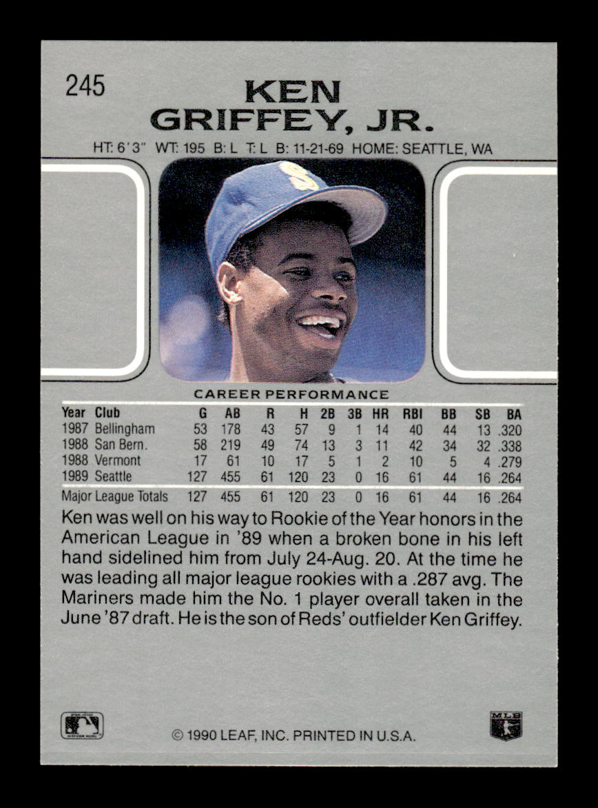 1990 Leaf #245 Ken Griffey Jr. Near Mint or Better HOF-10003224