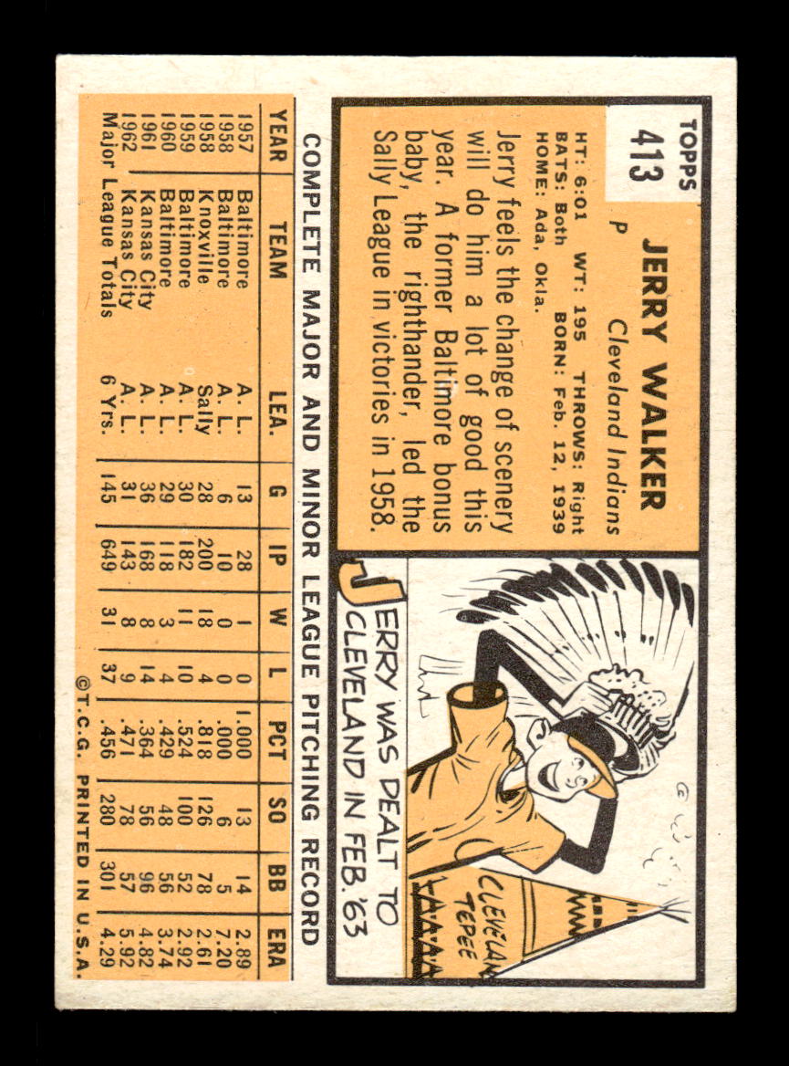 1963 Topps #413 Jerry Walker Excellent HOF-10003241