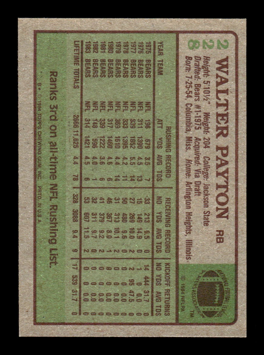 1984 Topps #228 Walter Payton Near Mint or Better HOF-10003426