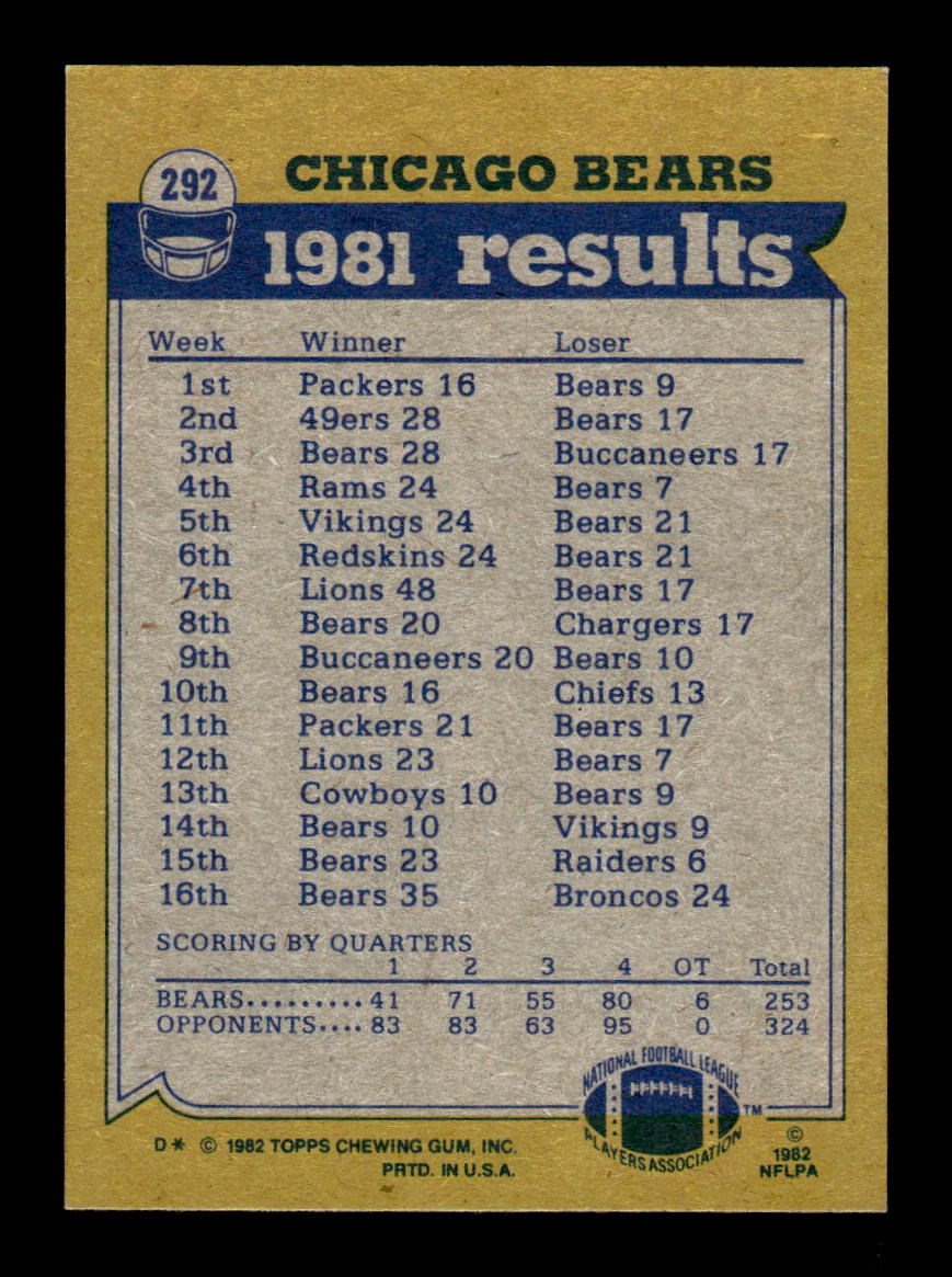 1982 Topps #292 Walter Payton Dan Hampton Excellent HOF-10003432