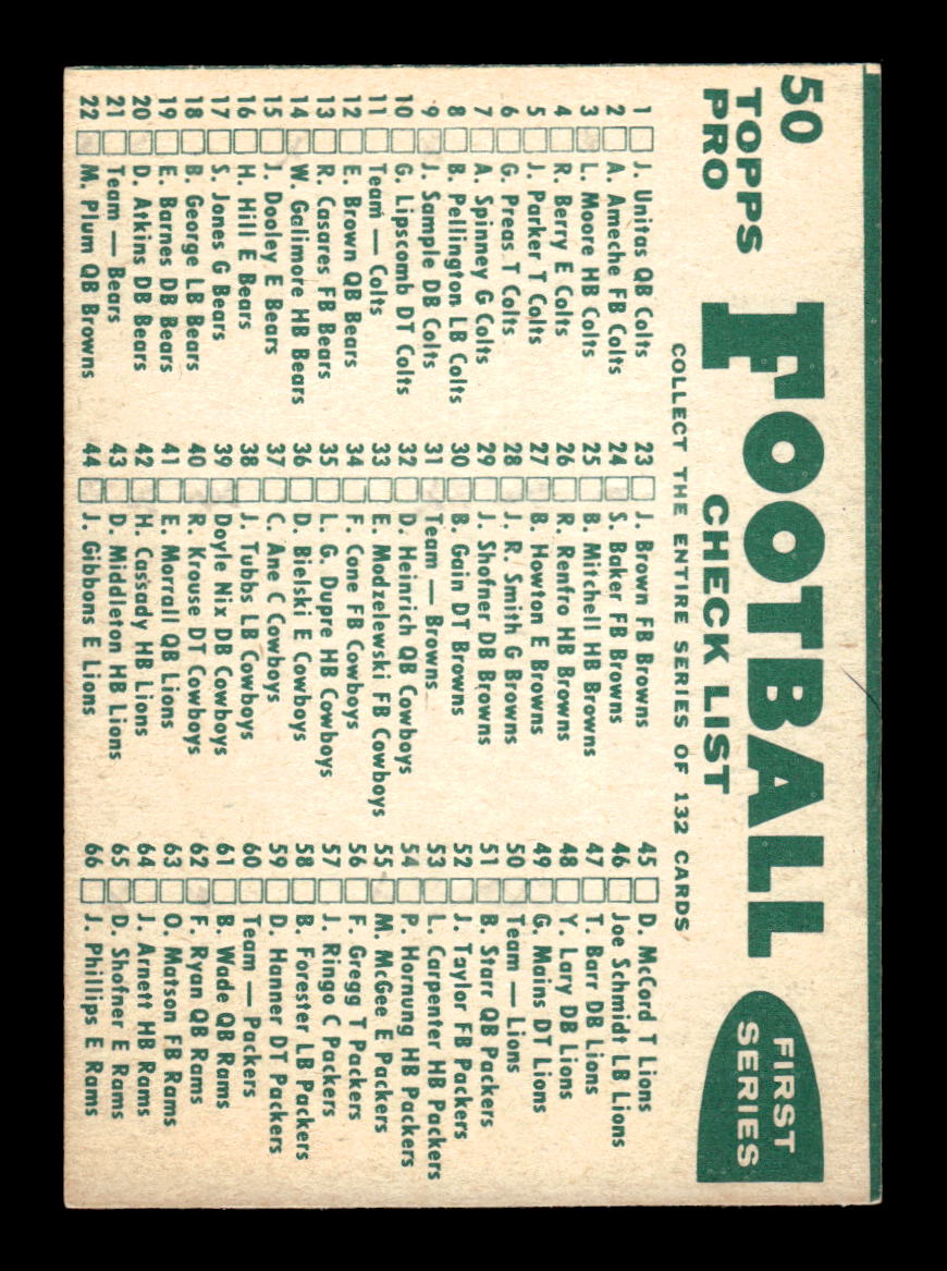1960 Topps #50 Detroit Lions Excellent HOF-10003449