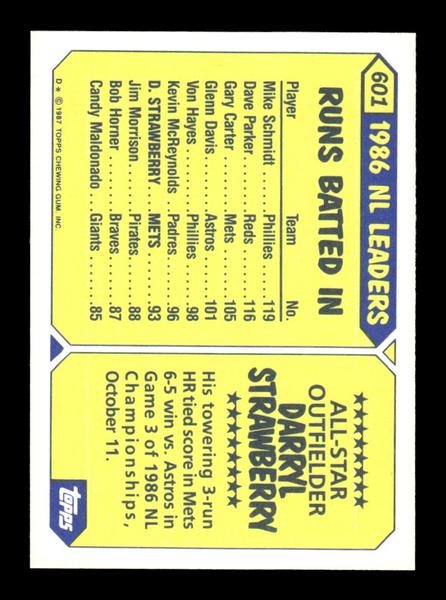 1987 Topps #601 Darryl Strawberry Collector's Edition Tiffany NM HOF-10003544