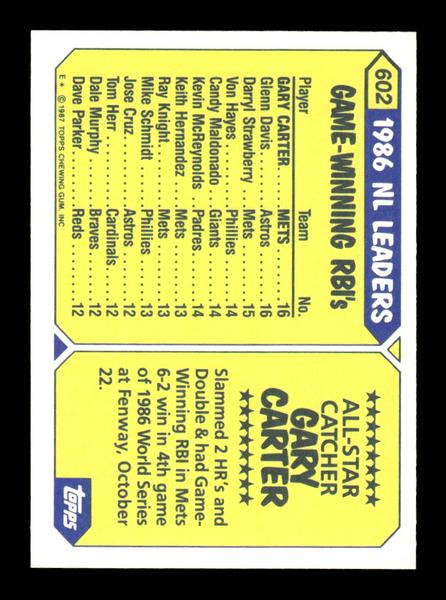 1987 Topps #602 Gary Carter Collector's Edition Tiffany NM HOF-10003558