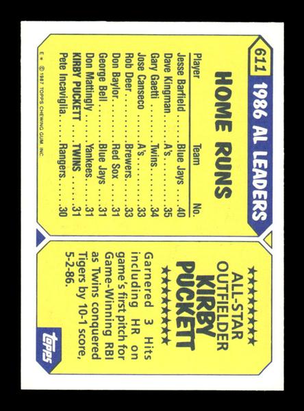 1987 Topps #611 Kirby Puckett Collector's Edition Tiffany NMHOF-10003571