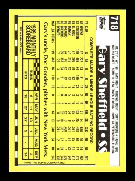1990 Topps #718 Gary Sheffield Collector's Edition (Tiffany) Near Mint or Better HOF-10003711