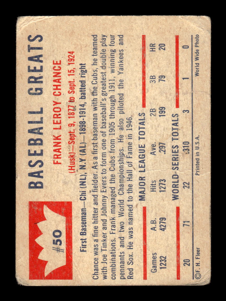 1960 Fleer Baseball Greats #50 Frank Chance Very Good HOF-10003799