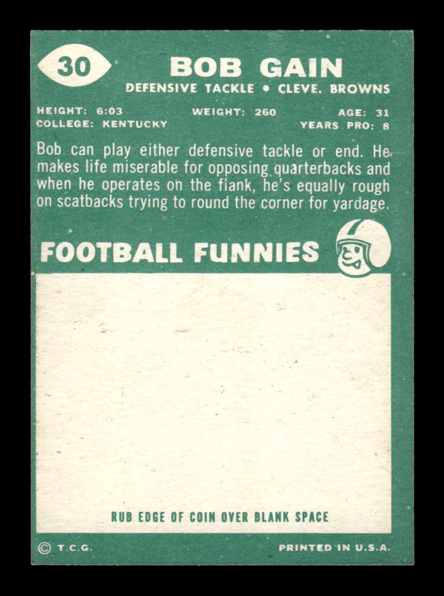 1960 Topps #30 Bob Gain Pack Fresh Near Mint or Better HOF-10003850