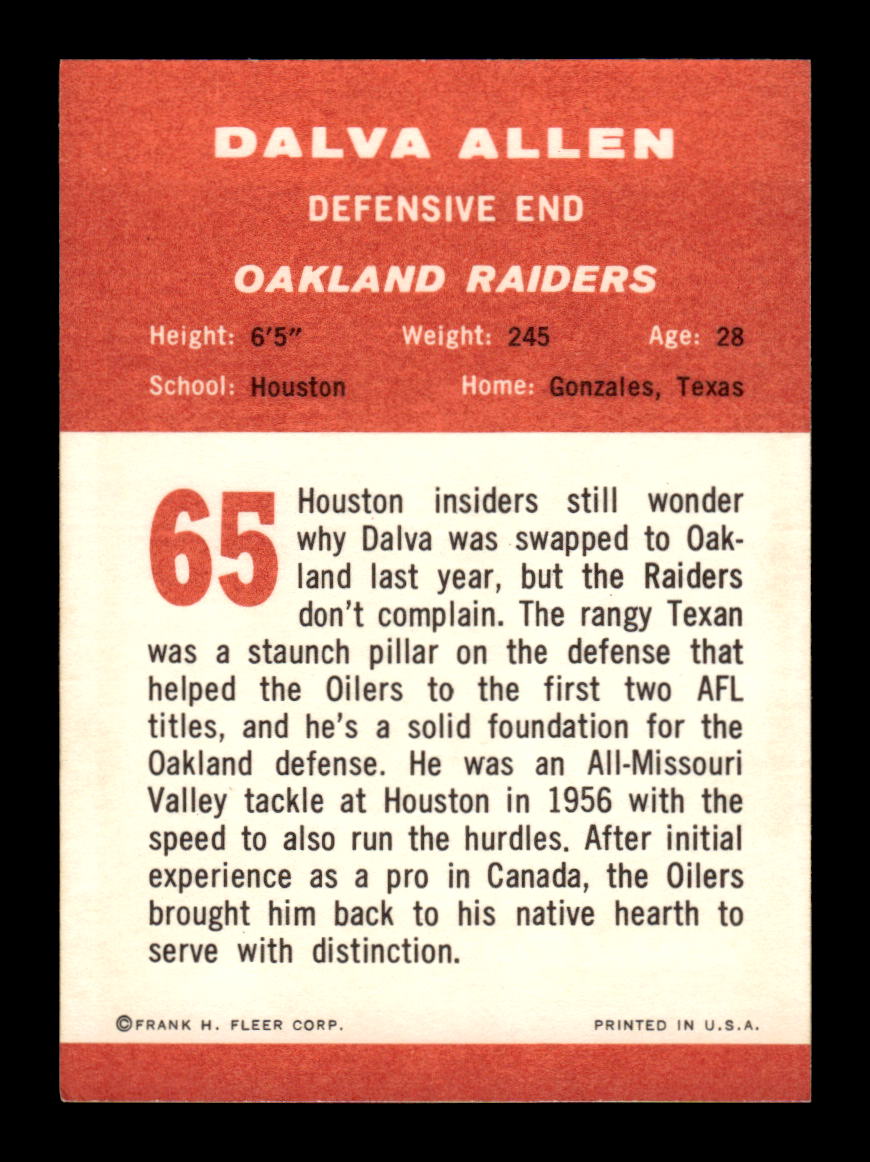 1963 Fleer #65 Dalva Allen Pack Fresh Near Mint or Better HOF-10003861