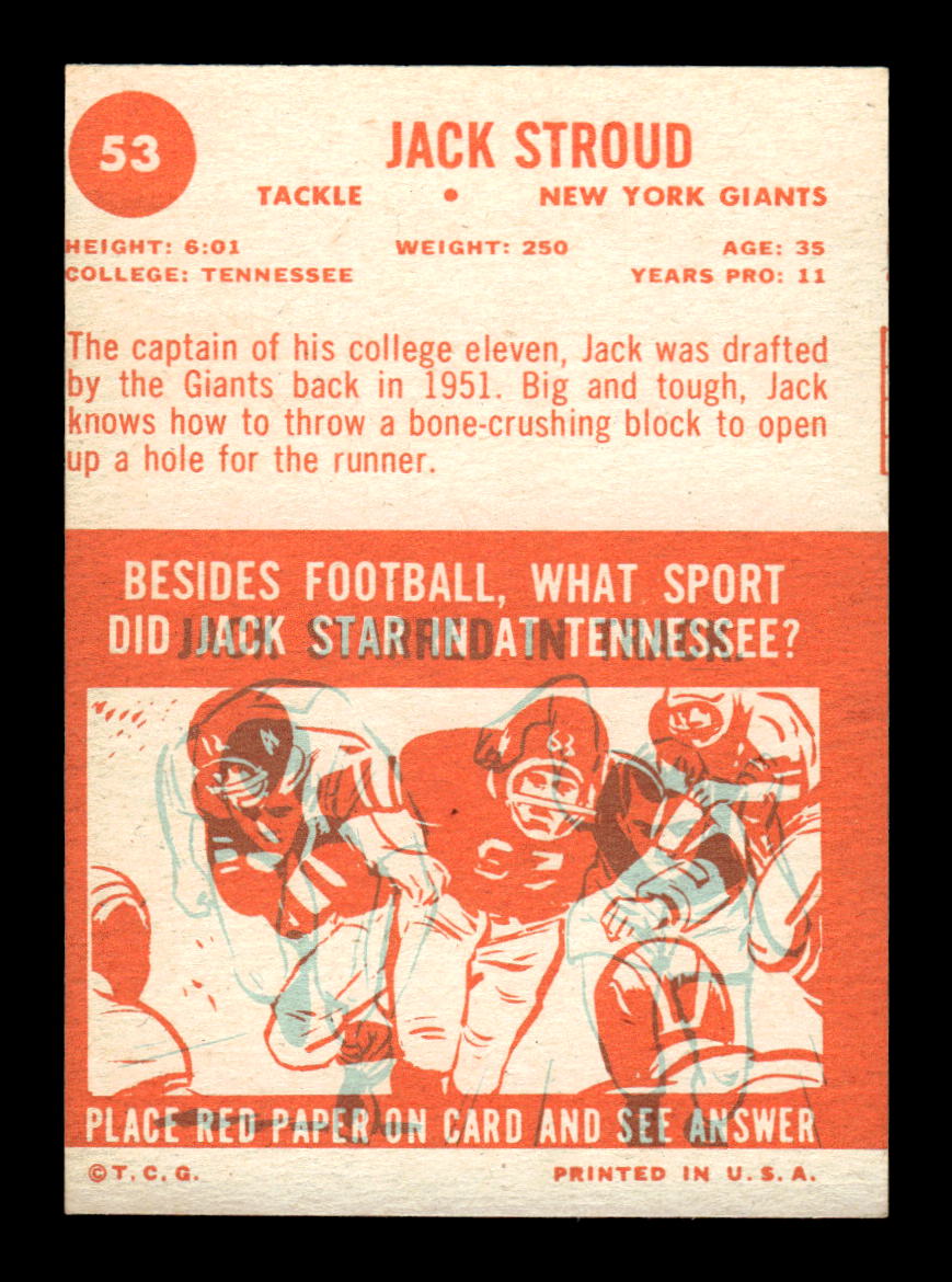 1963 Topps #53 Jack Stroud Pack Fresh Near Mint or Better HOF-10003890