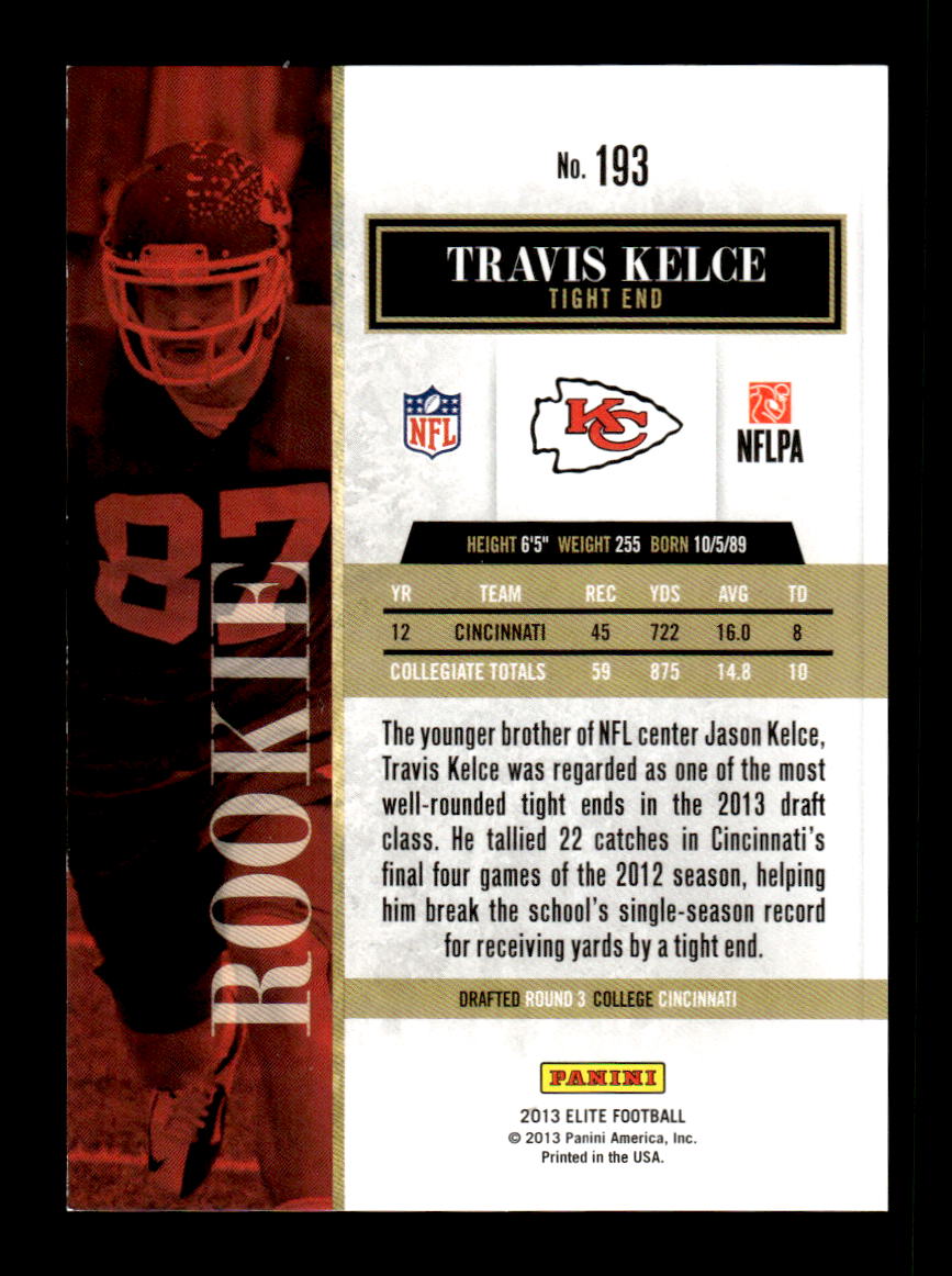 2013 Panini Elite #193 Travis Kelce #/899 Near Mint or Better HOF-10003992