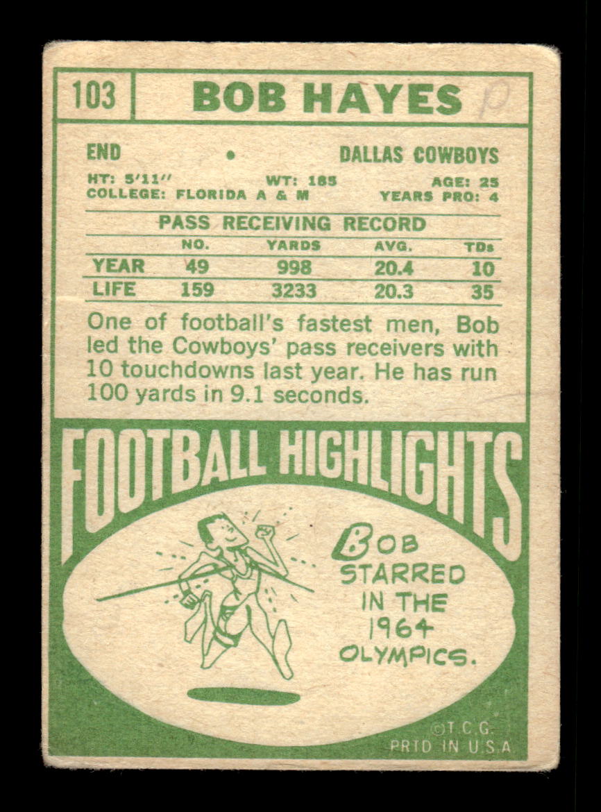 1968 Topps #103 Bob Hayes Poor HOF-10004015