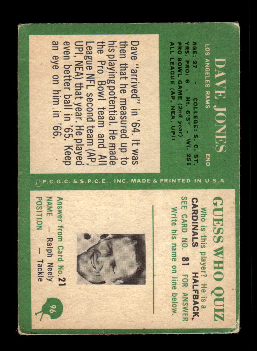 1966 Philadelphia #96 Dave Jones Very Good HOF-10004017