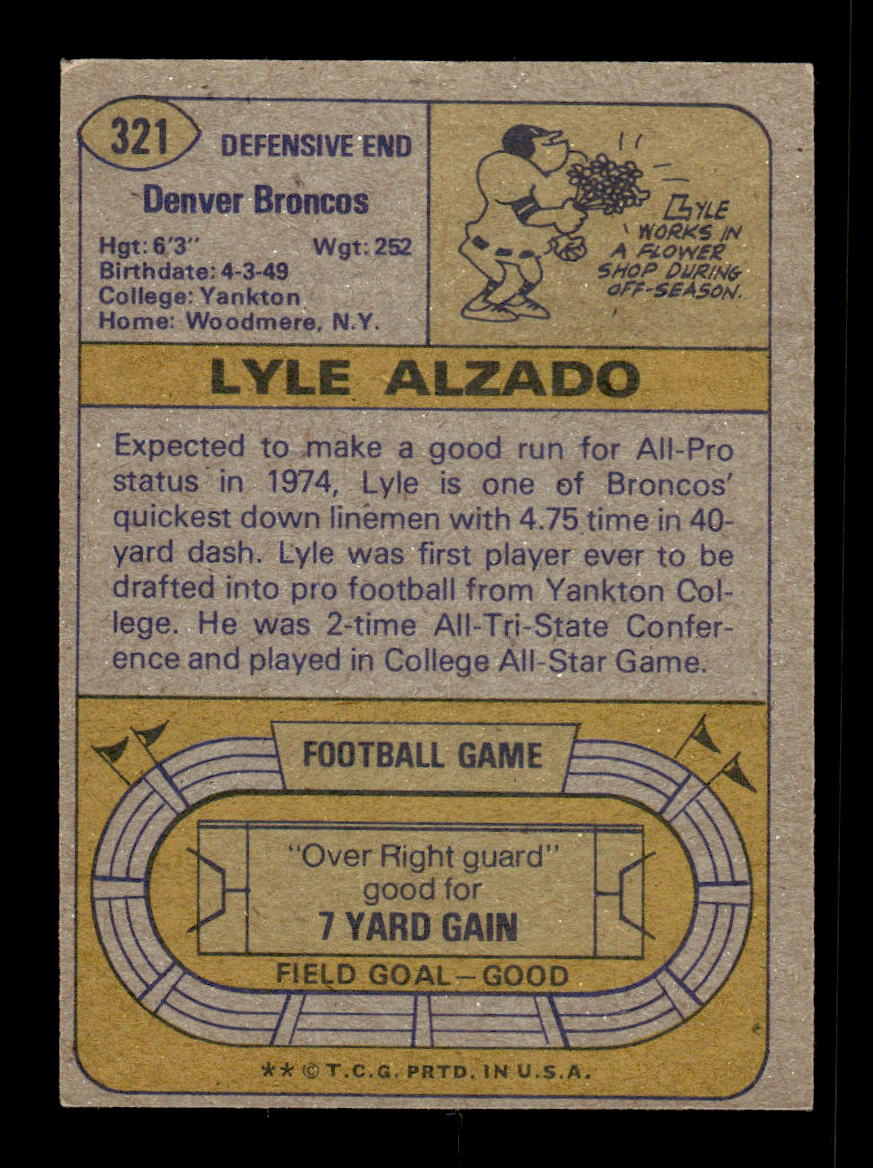 1974 Topps #321 Lyle Alzado Very Good HOF-10004022